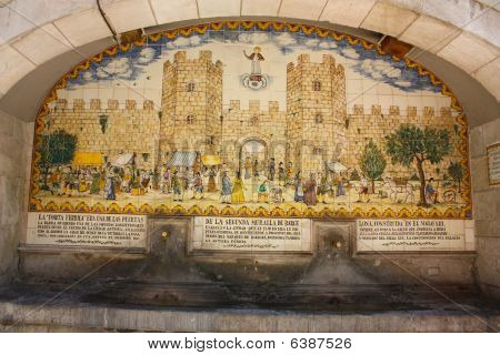 Barcelona. Mosaik und historische Quelle.
