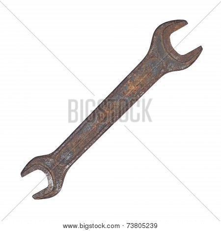 old rusty screw key isolated