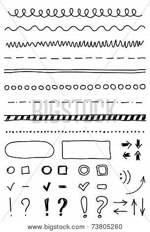 Vector Marker Elements, Hand Drawing