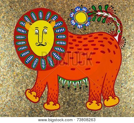 Ukrainian traditional fine art. Decorative fantasy animal. Origi