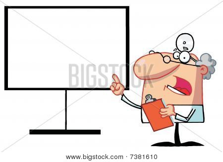 Doctor Talking And Pointing To A Blank Board