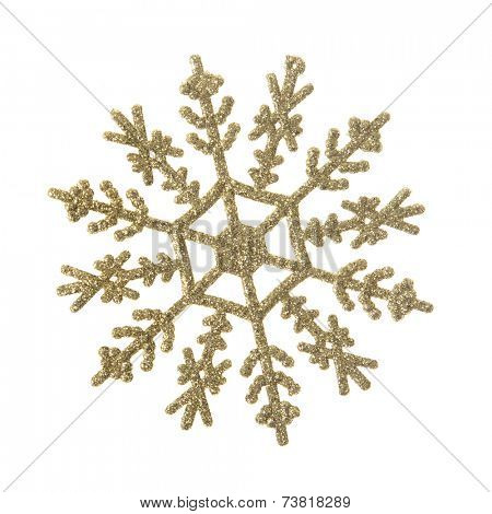 Snowflake christmas decoration isolated on white.