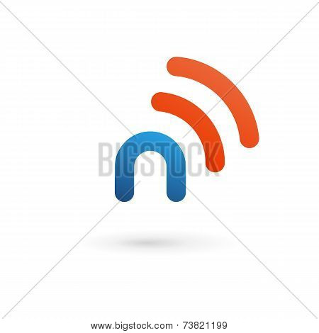 Letter N Wireless Logo Icon Design Template Elements