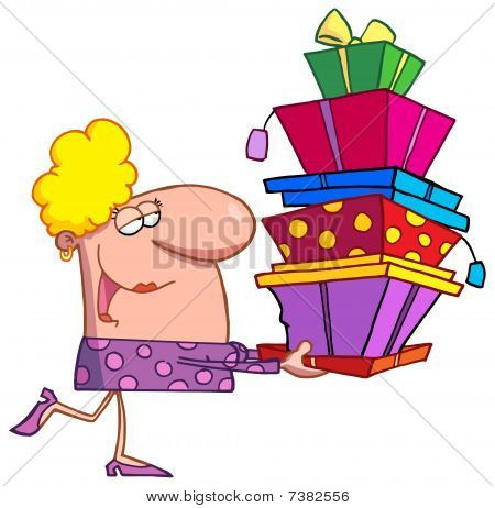 Shopper signora bionda happy holidays