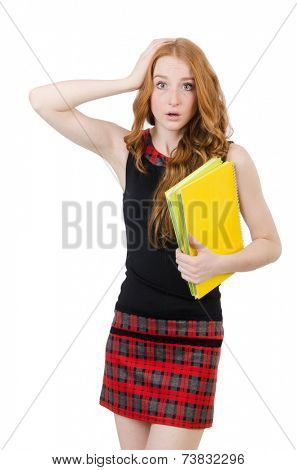 Young student isolated on white