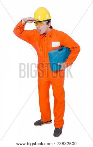 Industrial worker isolated on the white background