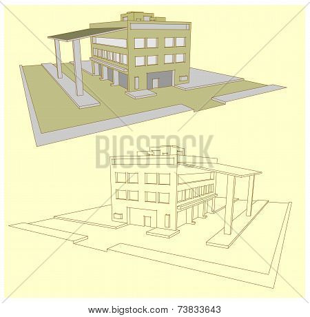 Building With A Side Awning