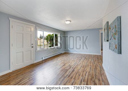 Empty House Interior With Light Blue Walls