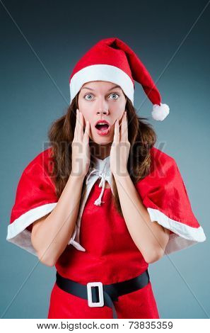 Snow santa girl in christmas concept