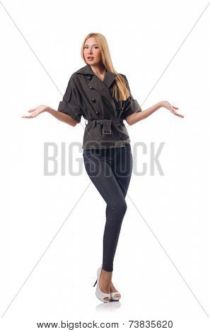Emotional woman isolated on the white