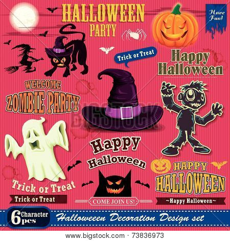 Vintage Halloween poster set design