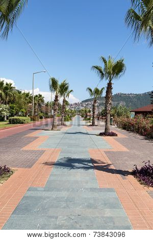 Alanya - Cleopatra beach. Long boardwalk bike path