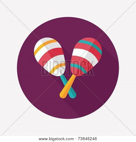 Wooden Rattle Flat Icon With Long Shadow,eps10