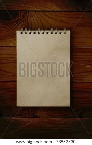 Open Notepad On Dark Wood