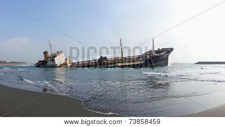 Shipwreck Of A Beached Diesel Tanker