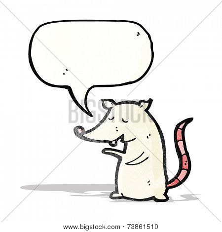 cartoon lab rat with speech bubble