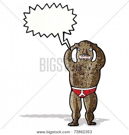 cartoon bald man with no clothes