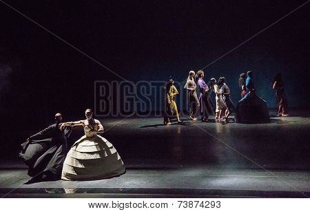 MOSCOW - OCTOBER, 2: ITMOI by  Akram Khan. Famous Performance at International Festival-School Territoria. Theatre of Nations. October 2, 2014 in Moscow, Russia