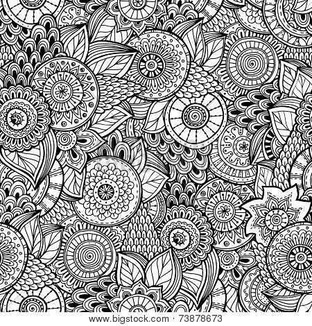 Seamless flower retro background in vector.