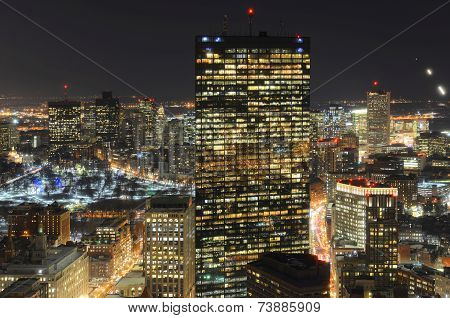 Boston Skyline at night, Massachusetts, USA