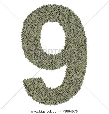 number 9 made of old and dirty microprocessors