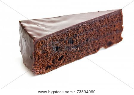 sacher cake on white background