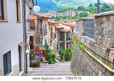 Typical houses. View of Brienza. Basilicata. Southern Italy.