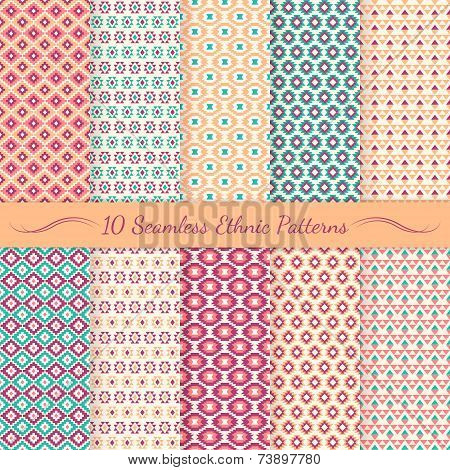 Set of ethnic seamless patterns.