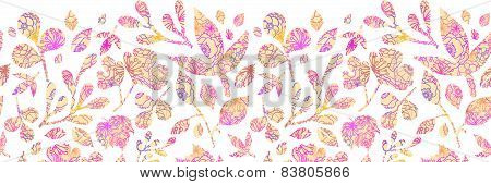 Textured pastel Leaves Horizontal Seamless Pattern background