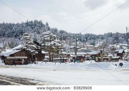 Snow Is Falling In Takayama, Japan.