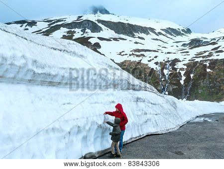 Family In Summer Mountain (oberalp Pass, Switzerland)