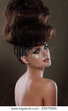 Portrait Of Glamorous Lady With Updo
