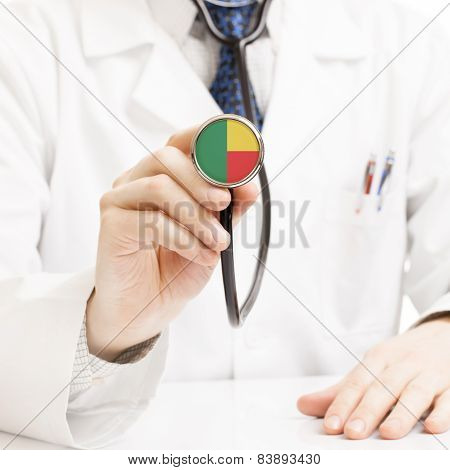 Doctor Holding Stethoscope With Flag Series - Benin