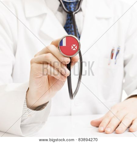 Doctor Holding Stethoscope With Flag Series - Wallis And Futuna