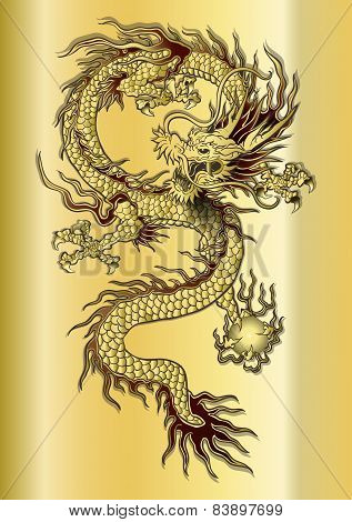 Chinese Dragon On A Gold Background