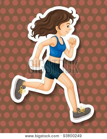 Woman in sportswear running alone