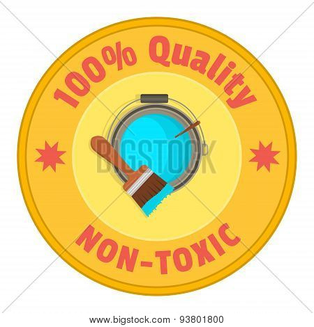Brush Up On The Bank With Colored Paint - The Top View. The Emblem Of Quality And Non-toxic. Sticker