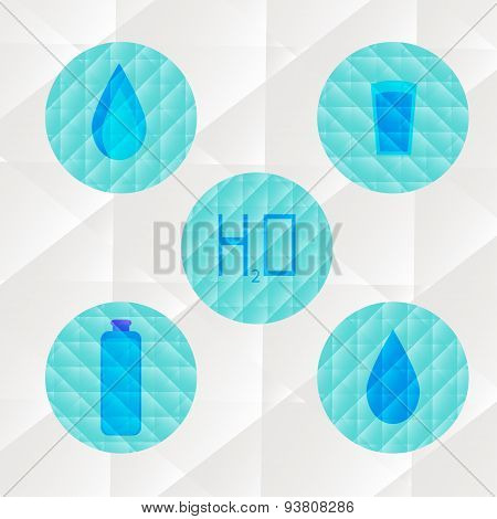 Element of water triangle flat icon set. Drop and bottle vector icon.