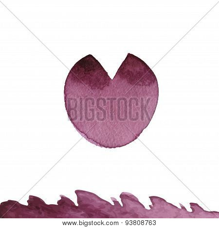 Watercolor vector heart and flame of fire. Vector watercolor hand drawn burning heart for valentine day card. Lover's Day greetings.
