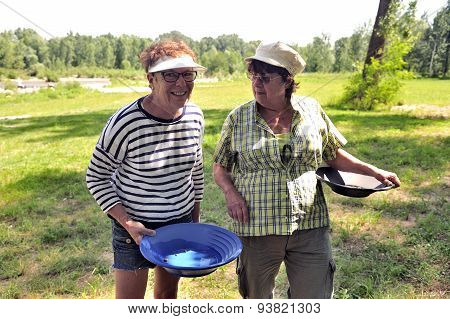 Gold Prospectors Of All Ages On The Banks Of The Gardon River