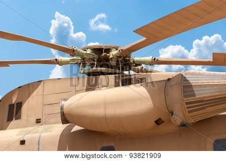 Hatzerim, Israel - April 27, 2015: Israeli Air Force Sikorsky Ch-53 Transport Helicopter On Display