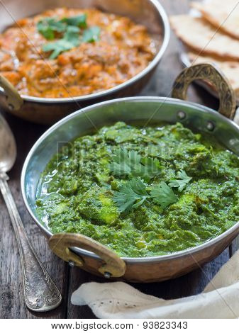 Palak paneer and paneer tikka masala