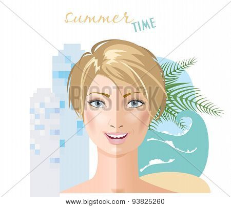 Tan woman portrait.