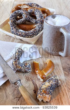 Alsatian Bretzels And Mug Of Beer