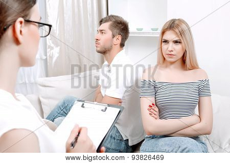 Young couple at psychologist