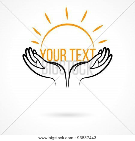 Logo with hands and sun