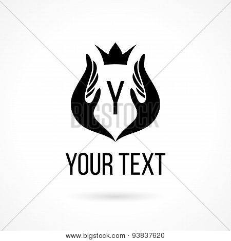 Vector logo with hands and crown