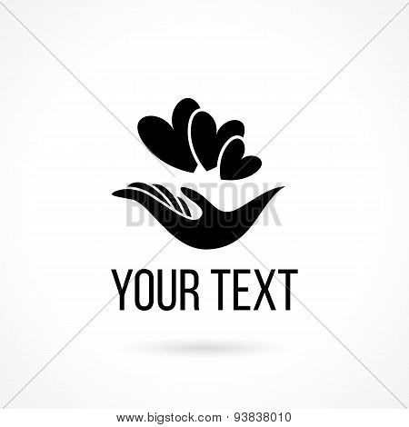 Logo with hands and hearts