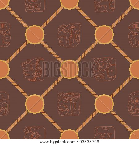 Seamless background with Maya head numerals glyphs