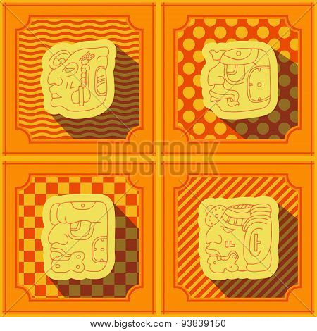 Seamless background with Maya head numerals glyphs
